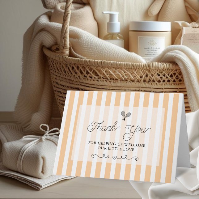 Eleganta randiga tennis-kort för tack kort (grey tennis theme blank baby shower bingo game sheet)