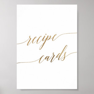 Eleganta receptkortsskyltar med guldkaligrafi poster