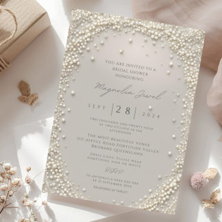 Eleganta redigerbara pastellrosa pärlor med diaman inbjudningar