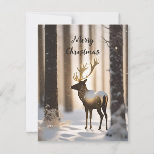 Eleganta renar i vinter skog - Minimalistisk Julkort