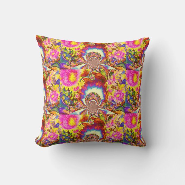 Eleganta retro boho akvarell solfältsfält kudde (Framsida)