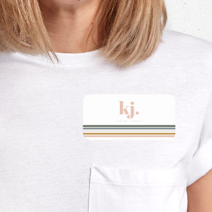 Eleganta Retro Ränder Monogram Namnbricka