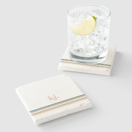 Eleganta Retro Ränder Monogram Stenunderlägg