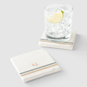 Eleganta Retro Ränder Monogram Stenunderlägg