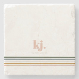 Eleganta Retro Ränder Monogram Stenunderlägg
