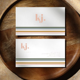 Eleganta Retro Ränder Monogram Visitkort