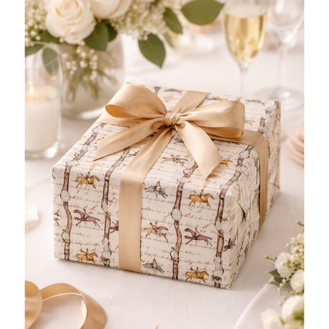 Eleganta ridskepsbälten och rosetter Beige skrivst Presentpapper (Skapare uppladdad)