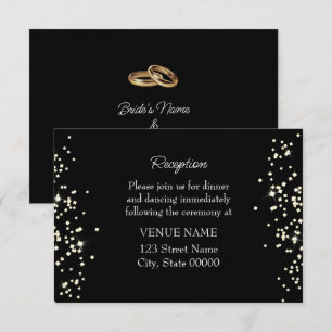 Eleganta ringar med rhinestones bröllopsmottagning tack kort
