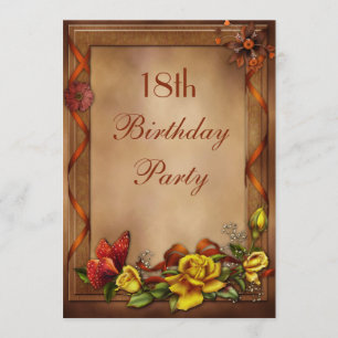 Eleganta ro & 18th födelsedagsfest för fjäril inbjudningar