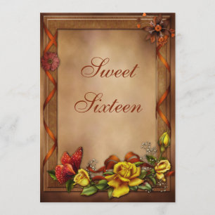 Eleganta ro & fjäril söta 16 inbjudningar