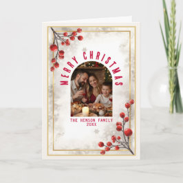 Eleganta röda bär Familj Foto Jul Högtid Helgkort