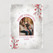 Eleganta röda bär familjefoto jul 