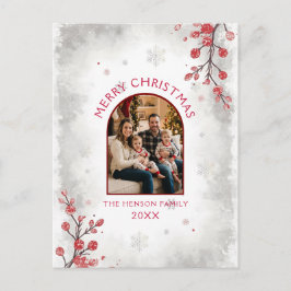 Eleganta röda bär familjefoto jul  helg vykort