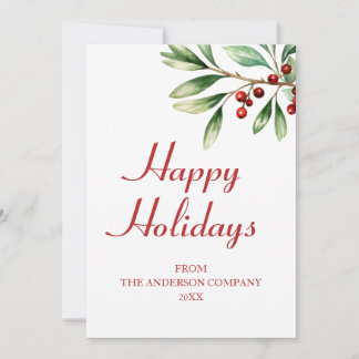 Eleganta röda bär Grönt Företag God Jul Julkort