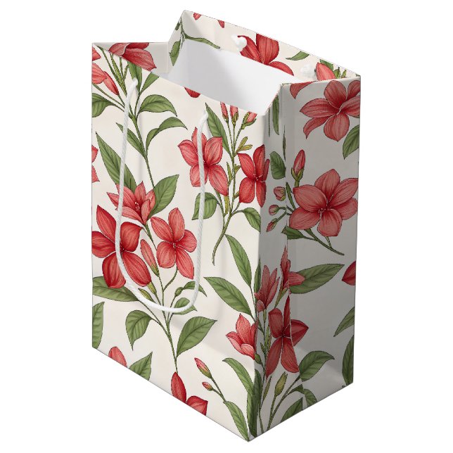 Eleganta röda blommande botaniska blommor (Framsidan Vinklad)