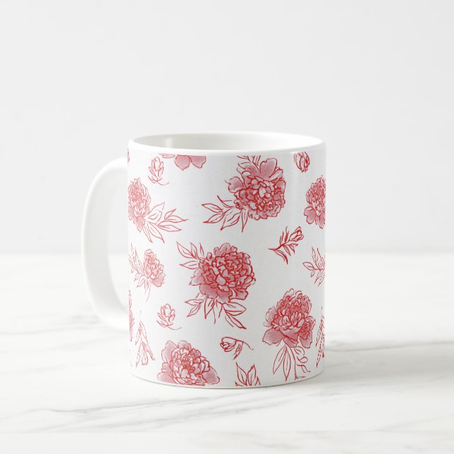 Eleganta röda blommor kaffemugg (Framsida vänster)