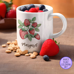 Eleganta röda jordgubbar Personliga Kaffemugg