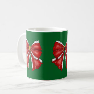 Eleganta röda julslingor på mörkgrönt kaffemugg