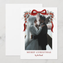 Eleganta röda Merry Christmas Letterpress fotokort