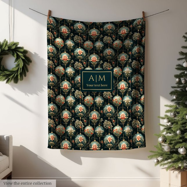 Eleganta röda och guldfärgade lyxiga kulor kastar  fleecefilt (Elegant deep red & gold luxury baubles throw gift Fleece Blanket)