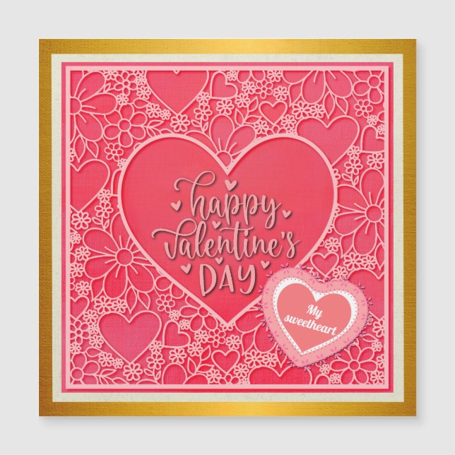 Eleganta röda och rosa blommiga hjärtan Alla hjärt (Framsida)