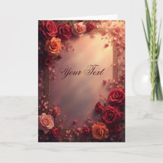 Eleganta röda och rosa bröllopsrosor kort