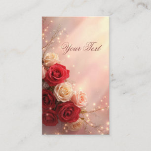 Eleganta röda och rosa fantasibröllopsrosor visitkort