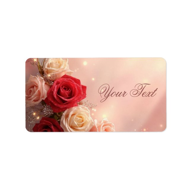 Eleganta röda och rosa fantasyliljor för bröllop adressetikett (Framsidan)
