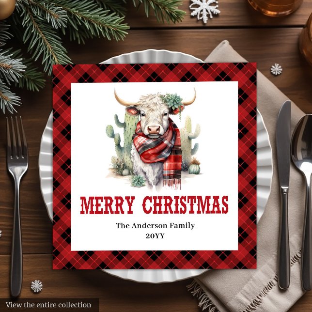 Eleganta röda och svarta västernappar för julborde pappersservett (Red black Western napkins for Christmas table decor

)