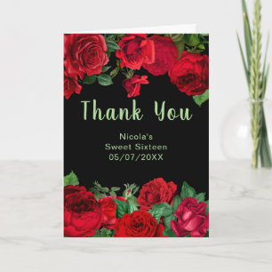 Eleganta röda rosor blommor Sweet Sixteen Tack Kort