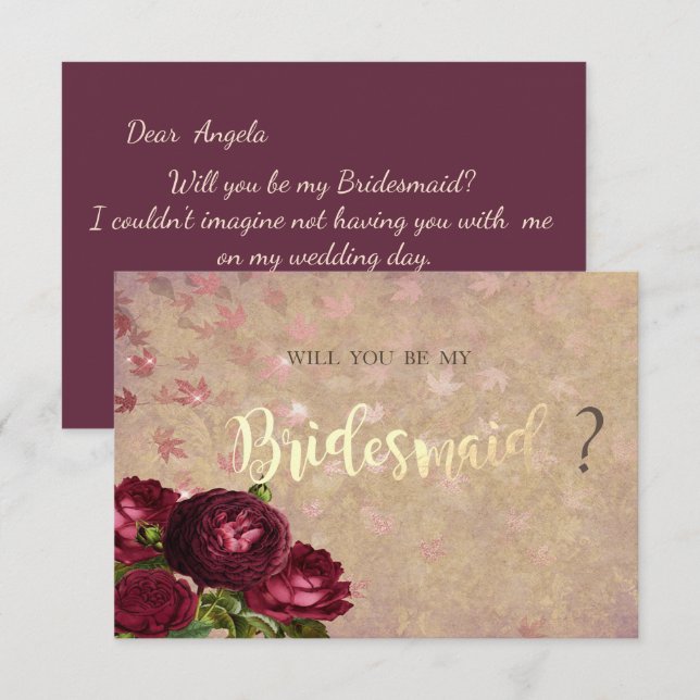 Eleganta röda rosor fallande blad  inbjudningar (Fram/baksida)