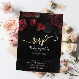 Eleganta röda rosor gotik RSVP Inbjudningar