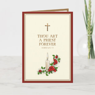 Eleganta röda rosor ljus prästvigning kort