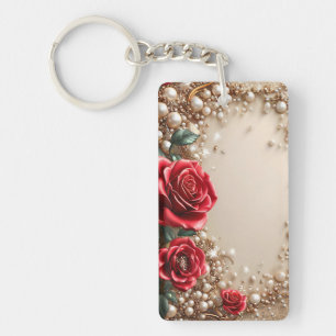 Eleganta röda rosor med gyllene ornament