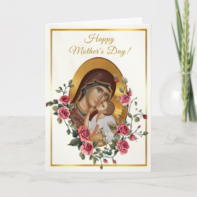 Eleganta röda rosor Ortodox kristen mors dag  Kort (Framsida)