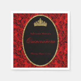Eleganta röda rosor Quinceanera servetter 