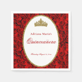 Eleganta röda rosor Quinceanera servetter 