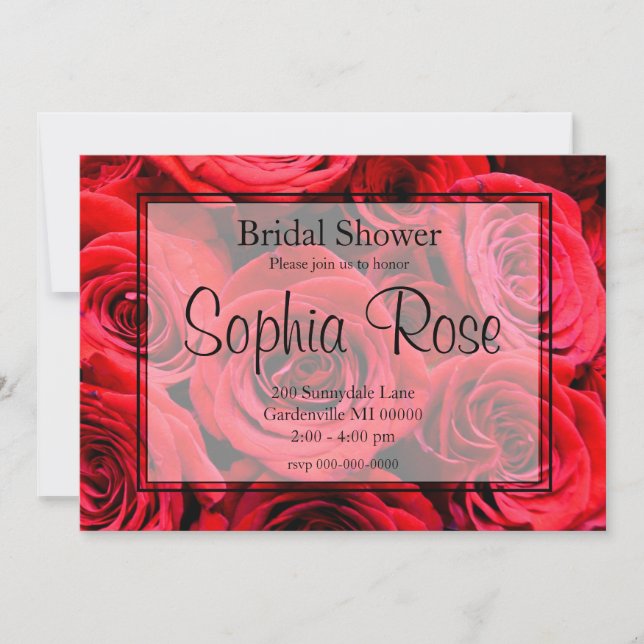 Eleganta röda rosor röda blommor röda blommor inbjudningar (Framsida)