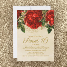 Eleganta röda rosor Tan Sweet 16 födelsedag