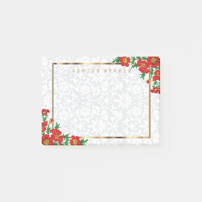 Eleganta röda vallmoblommor post-it block (Framsida)