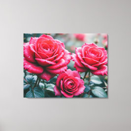 Eleganta Romantiska Röda Rosor Blommor Canvastryck