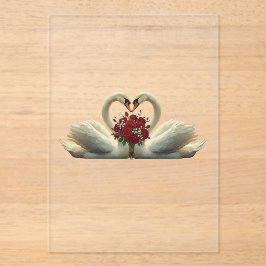 Eleganta Romantiska Svanar & Röda Rosor - Alla Hjä