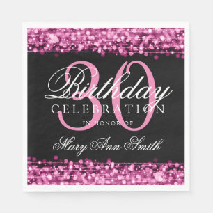 Eleganta rosa 30års födelsedagpartySparkles Pappersservett