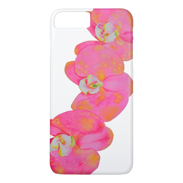 Eleganta rosa akvarellorkidéer tropisk blomster Case-Mate iPhone skal (Baksida)