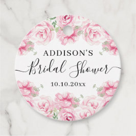Eleganta rosa akvarellrosor bröllopsdusch gåvor etiketter