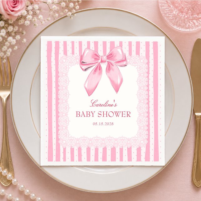 Eleganta rosa band baby shower pappersservetter (Skapare uppladdad)