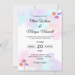 Eleganta rosa & blå bröllopsinbjudningar inbjudningar
