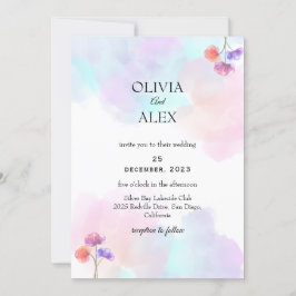 Eleganta Rosa & Blå Bröllopsinbjudningar Inbjudningar
