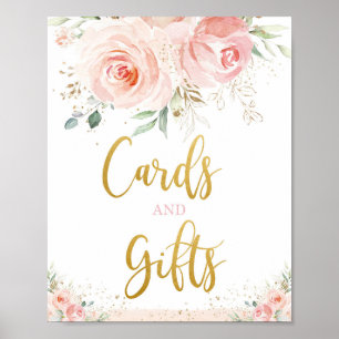 Eleganta rosa blomkort och presentbord poster