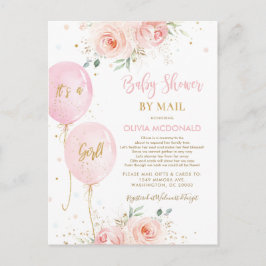 Eleganta Rosa Blommiga Ballonger Baby Shower via P Vykort